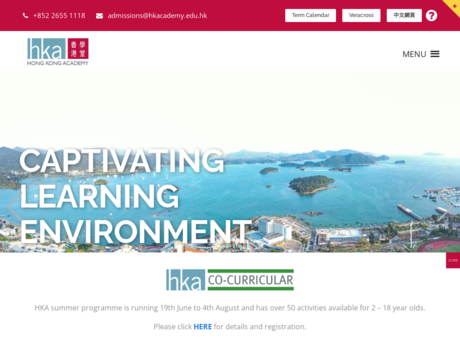Website Screenshot of Hong Kong Academy