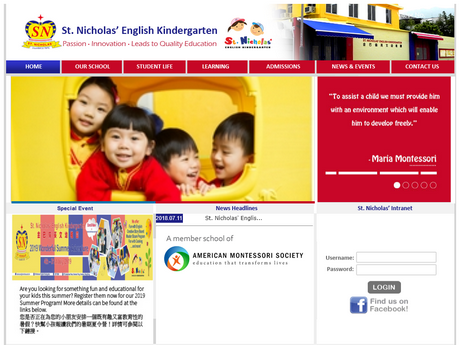 Website Screenshot of St Nicholas' English Kindergarten