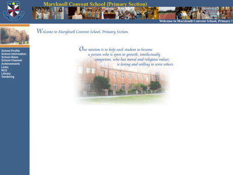 Website Screenshot of Maryknoll Convent School (Primary Section)