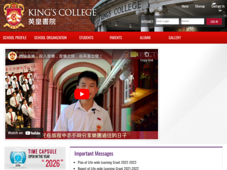 Website Screenshot of King's College