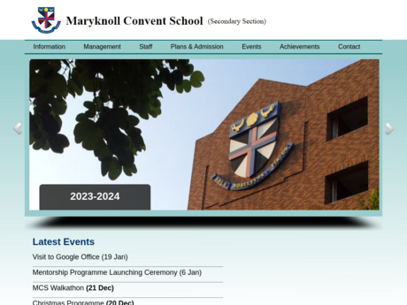 Website Screenshot of Maryknoll Convent School (Secondary Section)