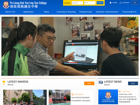 Website Screenshot of PLK Yao Ling Sun College