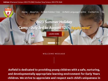 Website Screenshot of Anfield International Kindergarten (Whampoa Campus)