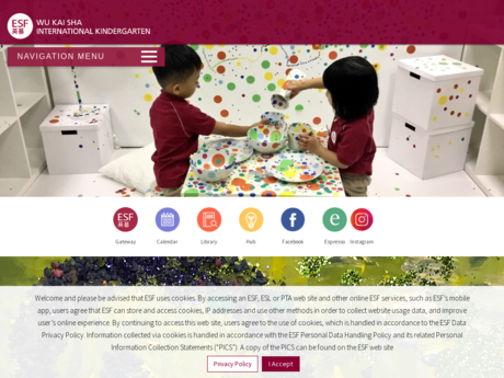 Website Screenshot of ESF International Kindergarten (Wu Kai Sha)