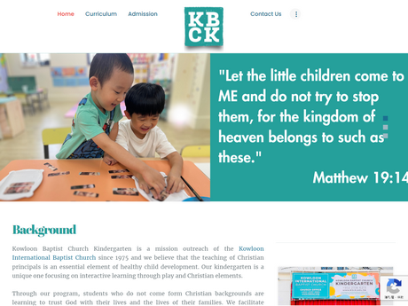 Website Screenshot of Kowloon Baptist Church Kindergarten