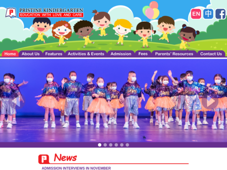 Website Screenshot of Pristine Kindergarten