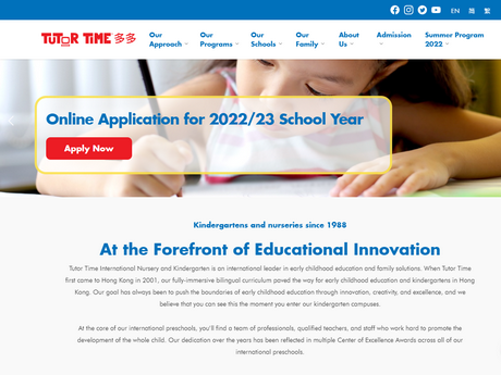 Website Screenshot of Tutor Time International Kindergarten (Yoho)