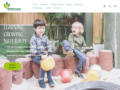 Website Screenshot of Wilderness International Kindergarten