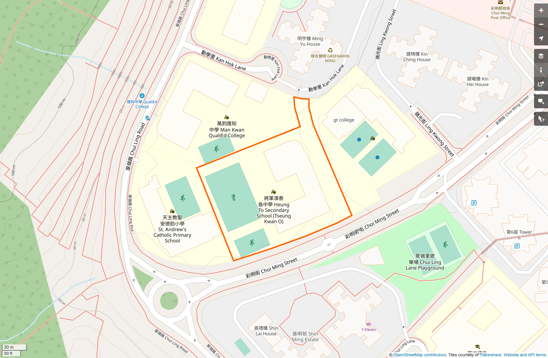 OSM: 將軍澳香島中學 Heung To Secondary School (Tseung Kwan O)