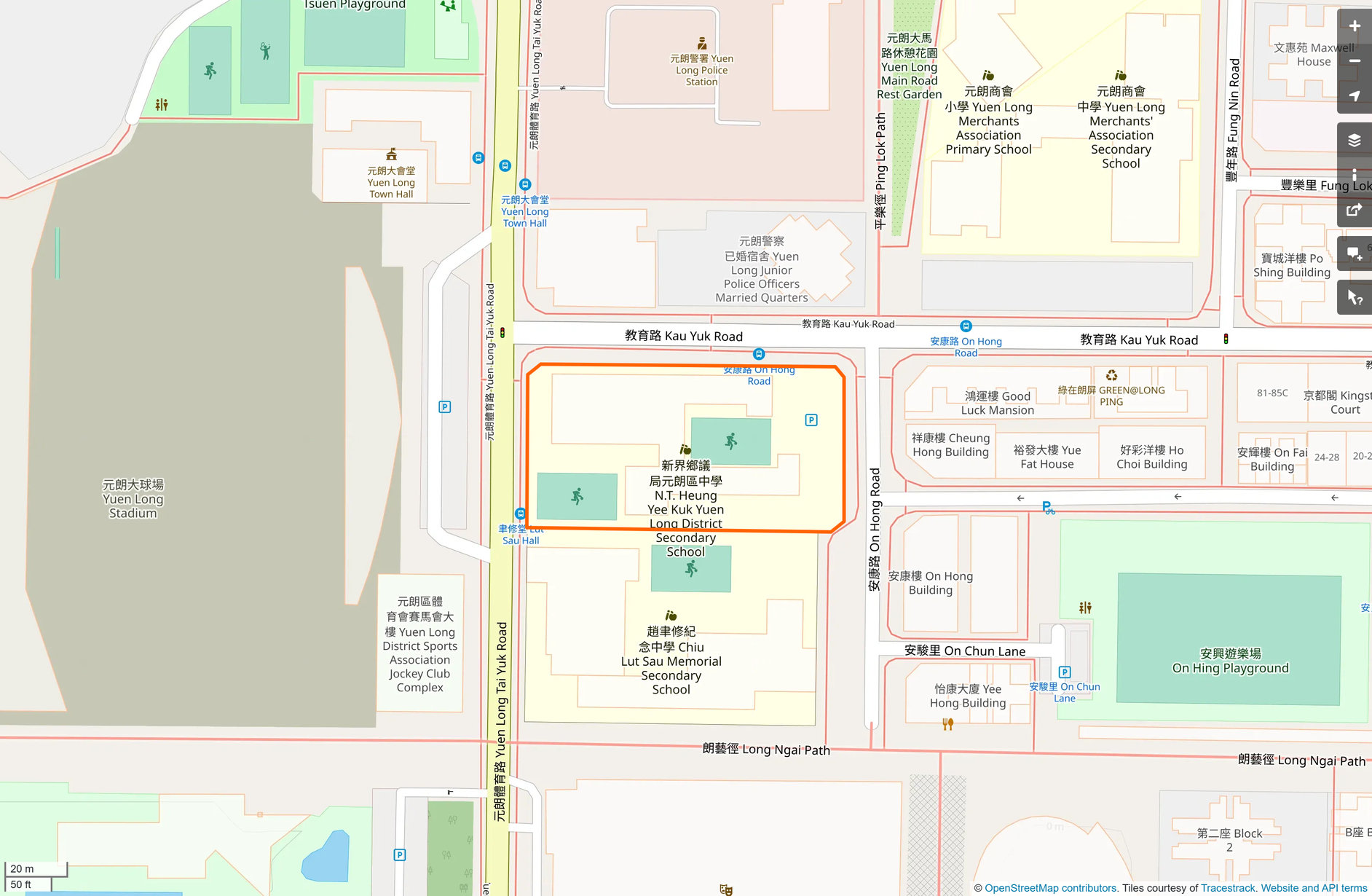 OSM: 新界鄉議局元朗區中學 NT Heung Yee Kuk Yuen Long District Secondary School