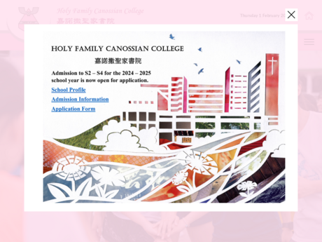 Website Screenshot of Holy Family Canossian College